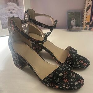 Serra Black Floral Women's Heels